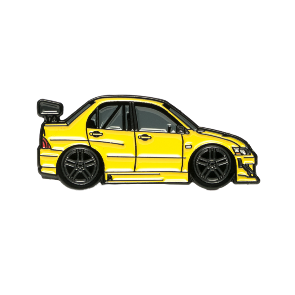 Soft enamel lapel pin inspired from Initial D of a Mitsubishi Lancer EVO VII