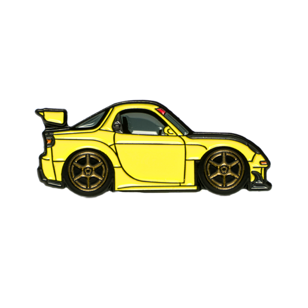 Soft enamel lapel pin inspired from Initial D of a Mazda RX-7 FD
