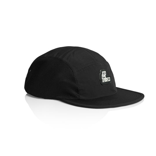 Our NEW Low profile five panel cap is crafted with mesh side panels and an adjustable plastic fastener. It is light weight and constructed with 100% recycled quick dry nylon and polyester mesh