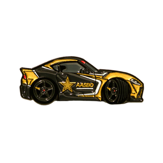 Soft enamel lapel pin, An exclusive partnership with @formuladrift highlighting some of the PRO cars of the 2023 championship series. This item is officially licensed by © 2023 Drift Cave. Build: GR Supra Aasbo