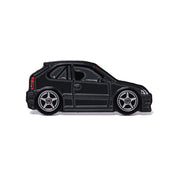 Soft enamel lapel pin of a black Honda Civic EK hatchback