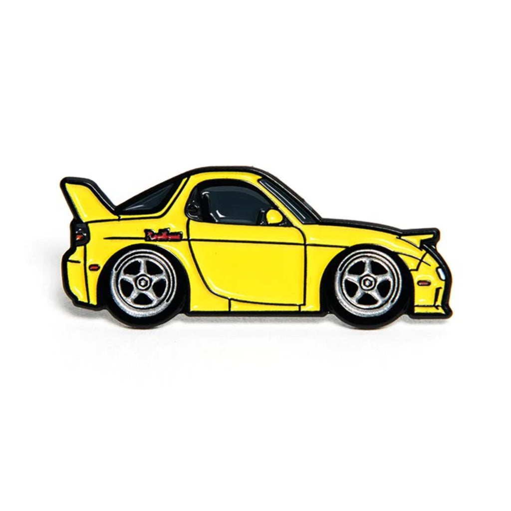 Soft enamel lapel pin of a Legends inspired Mazda FD RX7