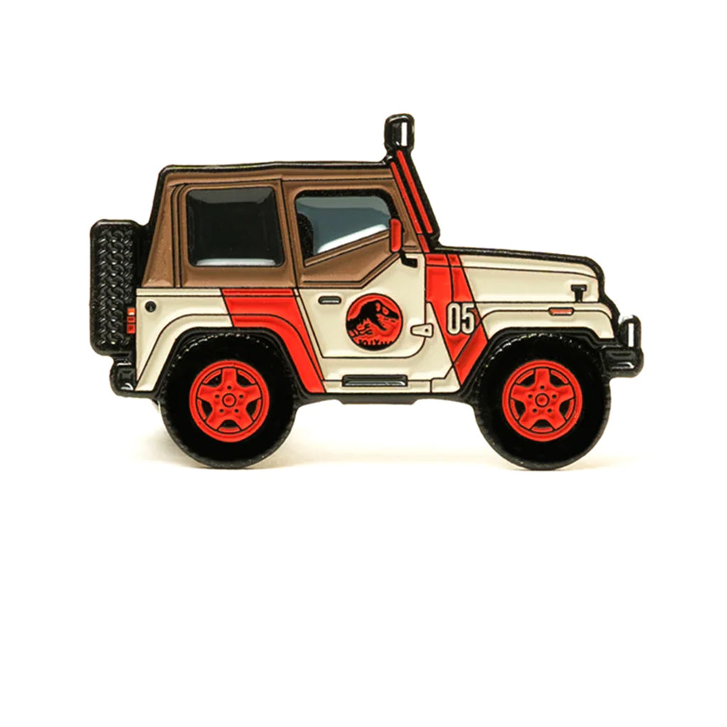 A soft enamel lapel pin of a Jurassic inspired whip! Jeep 05 is a local build here in So Cal and part of the fan group JP motorpool. Build: @jurassicJeep05