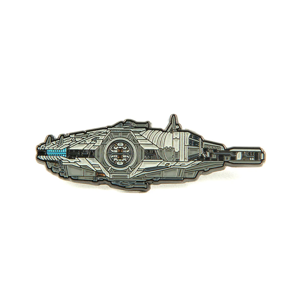 A Millennium Falcon inspired soft enamel lapel pin