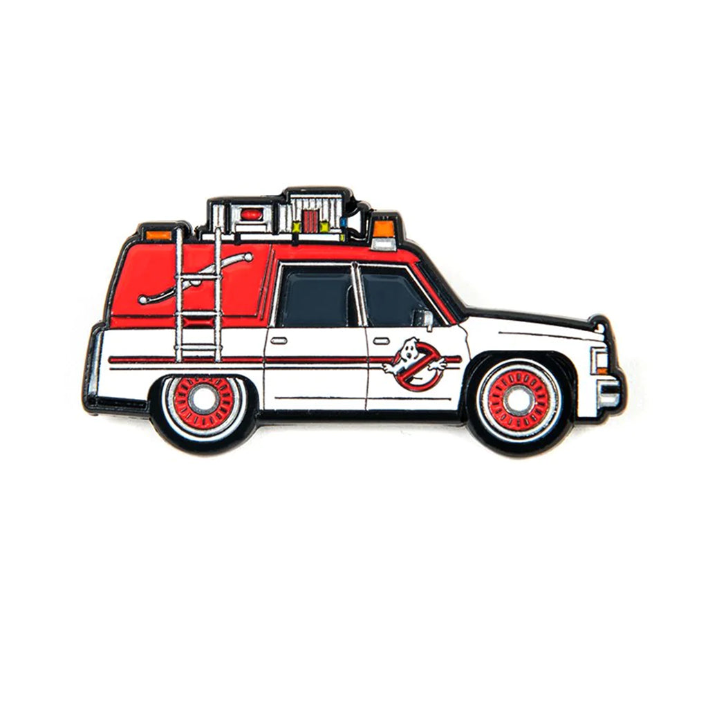 Soft enamel lapel pin of a 1984 Cadillac Fleetwood hearse from the iconic Ghostbusters movie.
