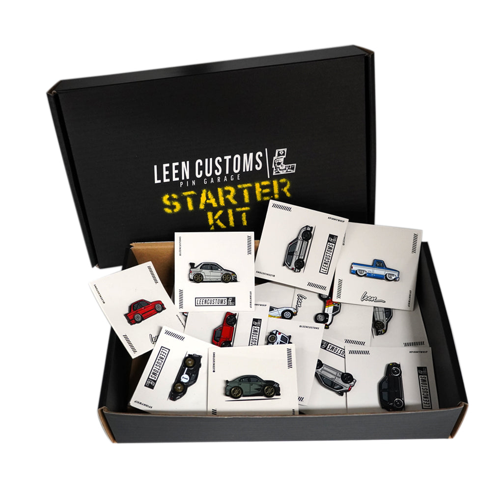 Leen Customs Starter Kits. Each kit is considered a Mystery Pack! Pins will be from current in stock inventory, so they will range from Open Edition movie cars, JDM, Euro and everything in between